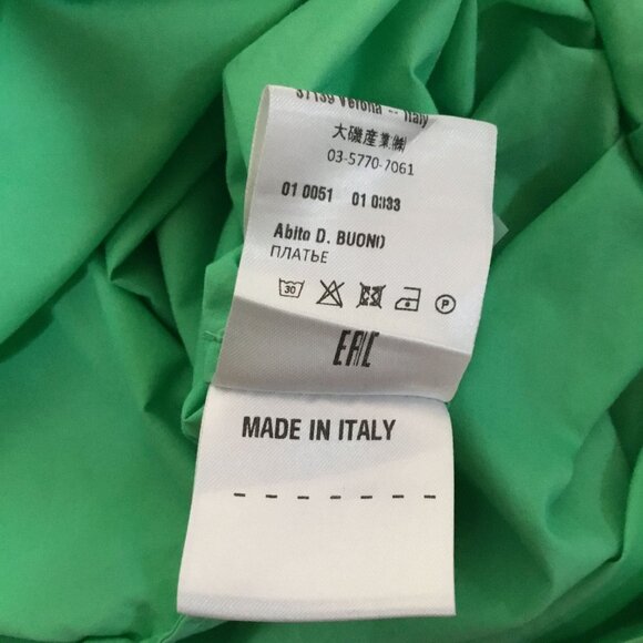 TELA Italy Green 100 Cotton Architectural Sleeve Dress IT38 S Pockets Minimalist - Picture 6 of 7